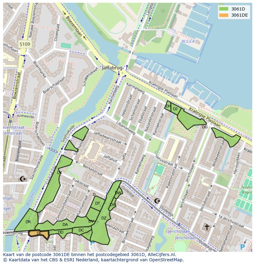 Afbeelding van het postcodegebied 3061 DE op de kaart.