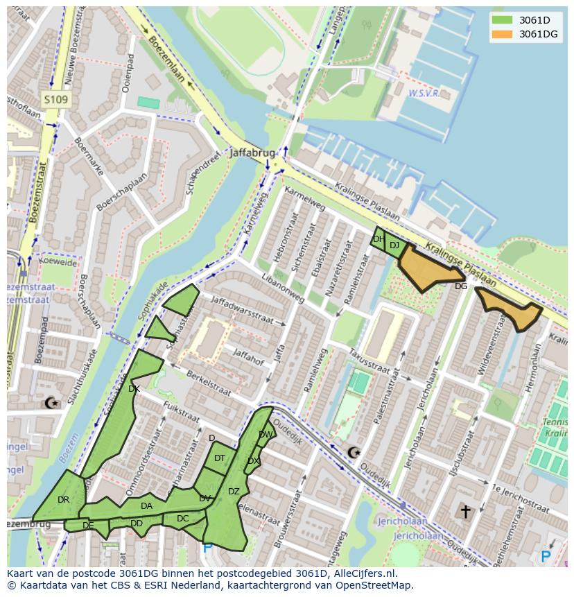 Afbeelding van het postcodegebied 3061 DG op de kaart.
