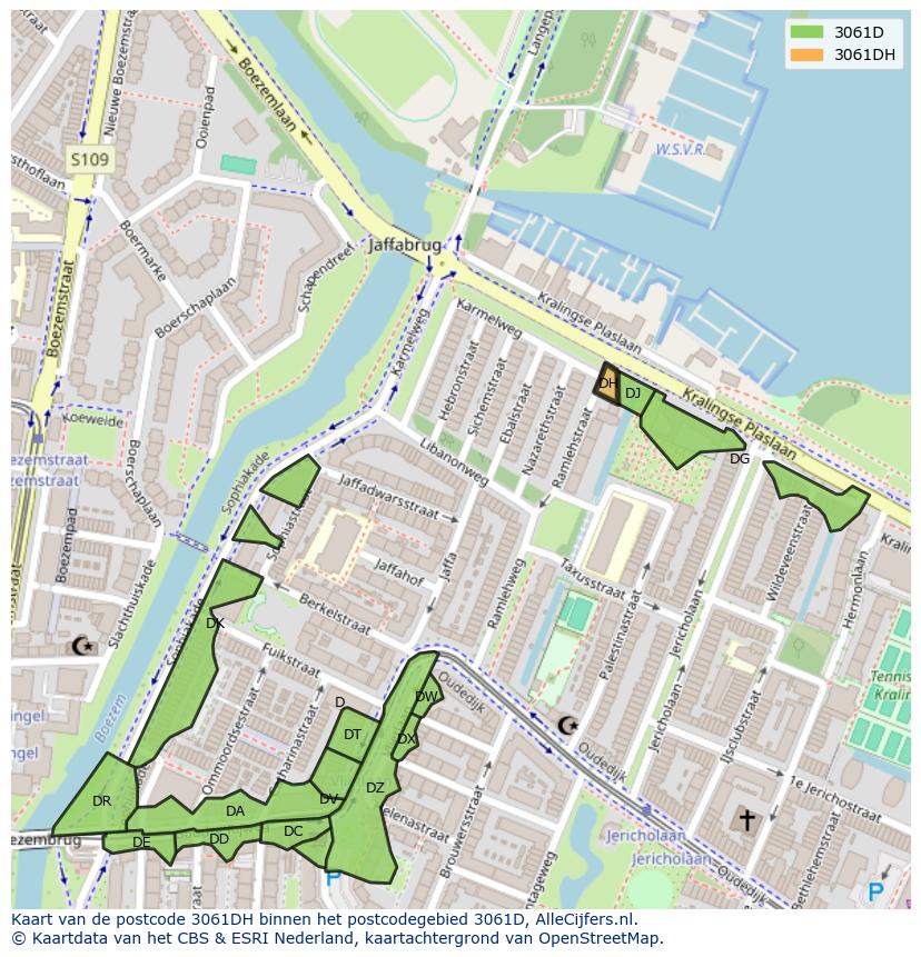 Afbeelding van het postcodegebied 3061 DH op de kaart.
