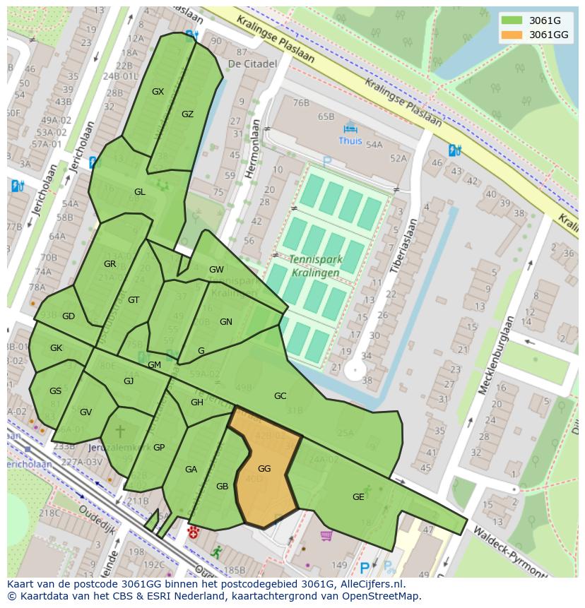 Afbeelding van het postcodegebied 3061 GG op de kaart.