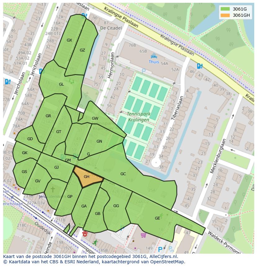 Afbeelding van het postcodegebied 3061 GH op de kaart.