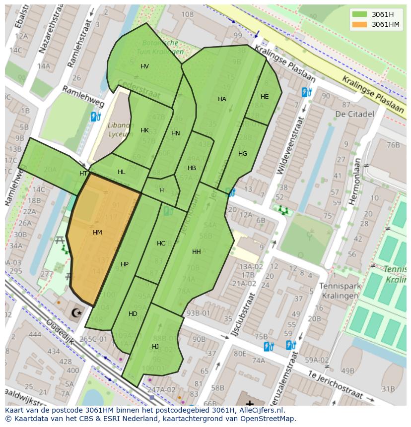 Afbeelding van het postcodegebied 3061 HM op de kaart.
