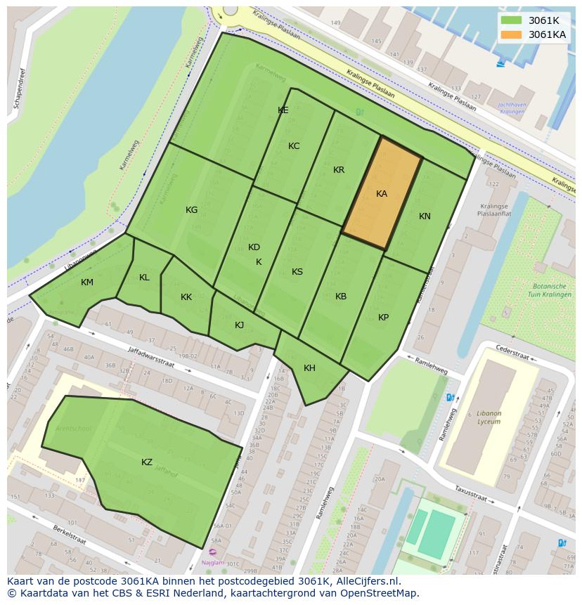 Afbeelding van het postcodegebied 3061 KA op de kaart.