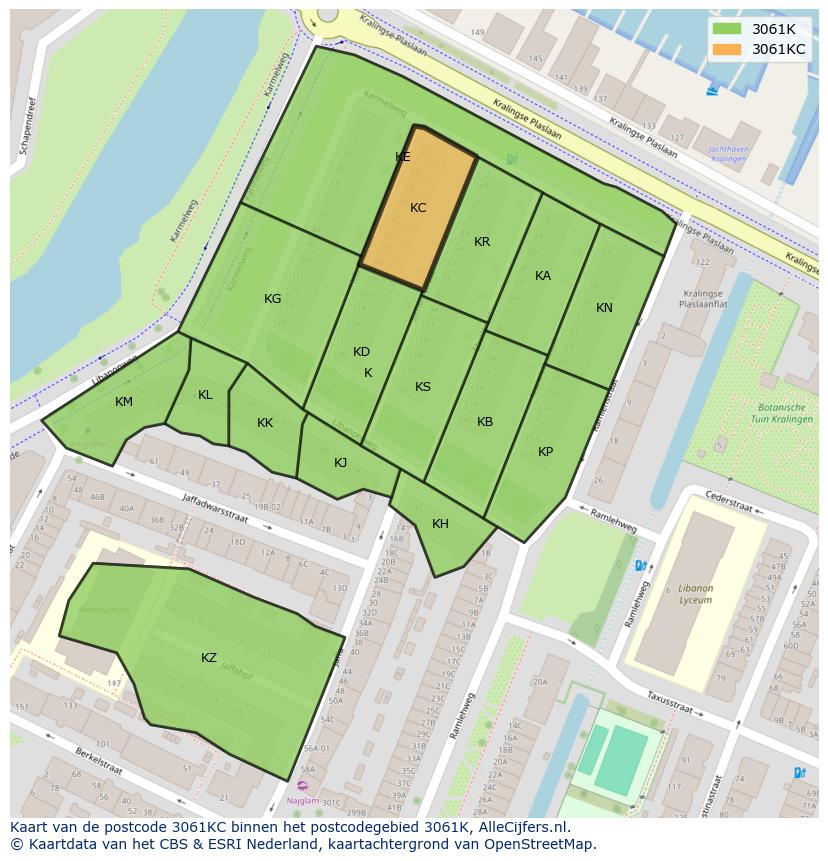 Afbeelding van het postcodegebied 3061 KC op de kaart.