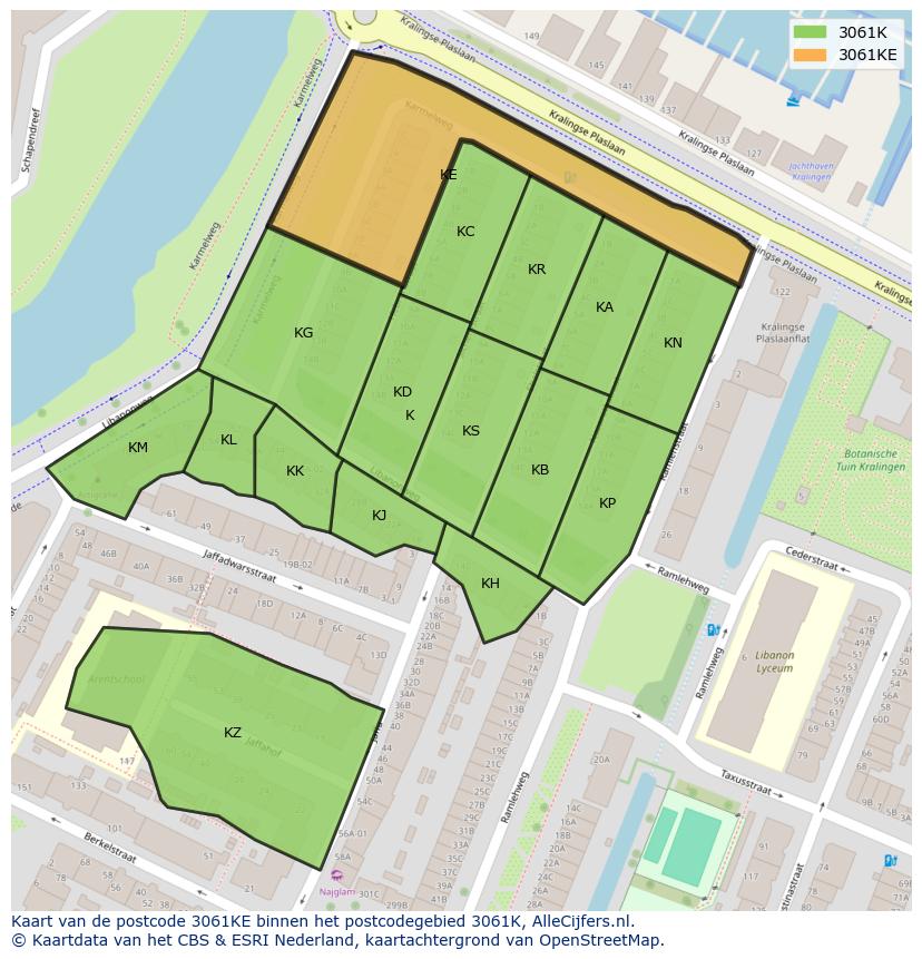 Afbeelding van het postcodegebied 3061 KE op de kaart.