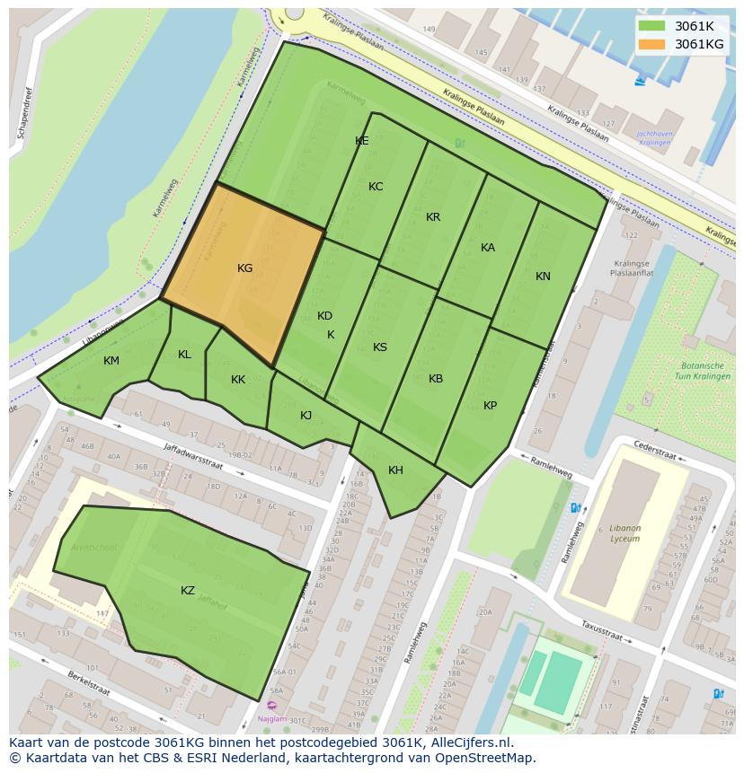 Afbeelding van het postcodegebied 3061 KG op de kaart.