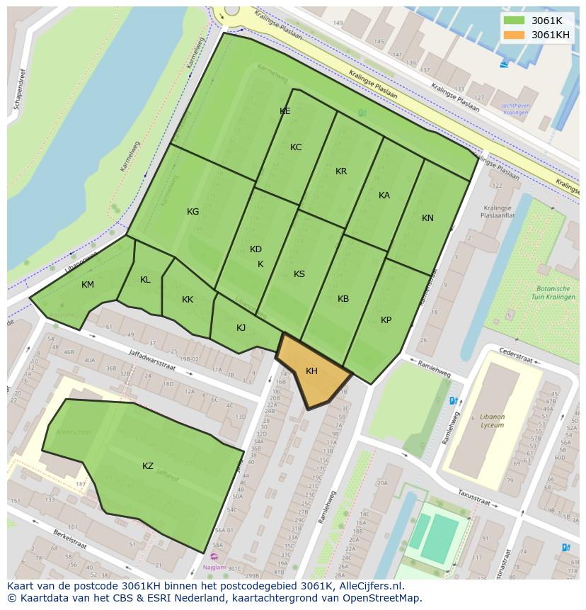 Afbeelding van het postcodegebied 3061 KH op de kaart.