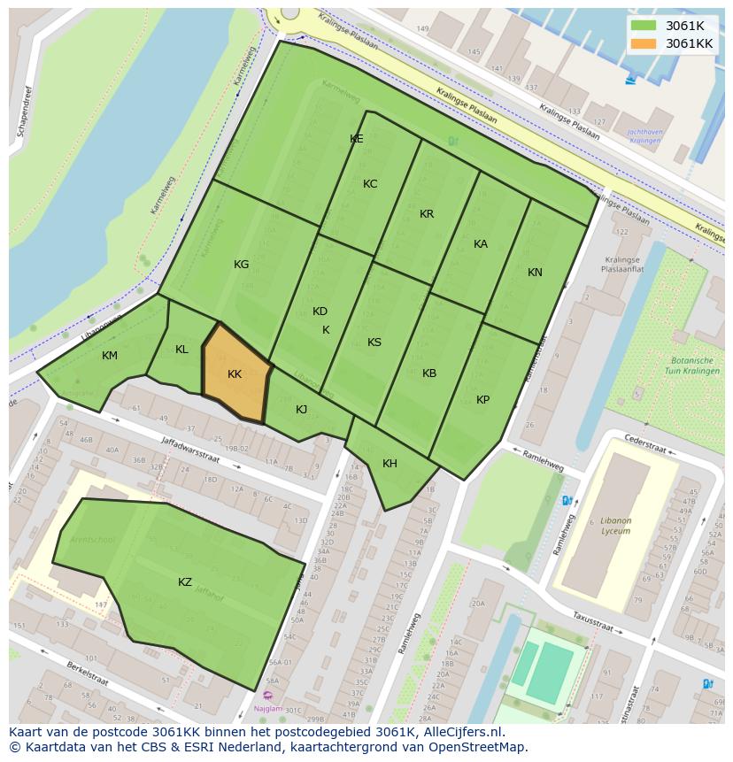 Afbeelding van het postcodegebied 3061 KK op de kaart.