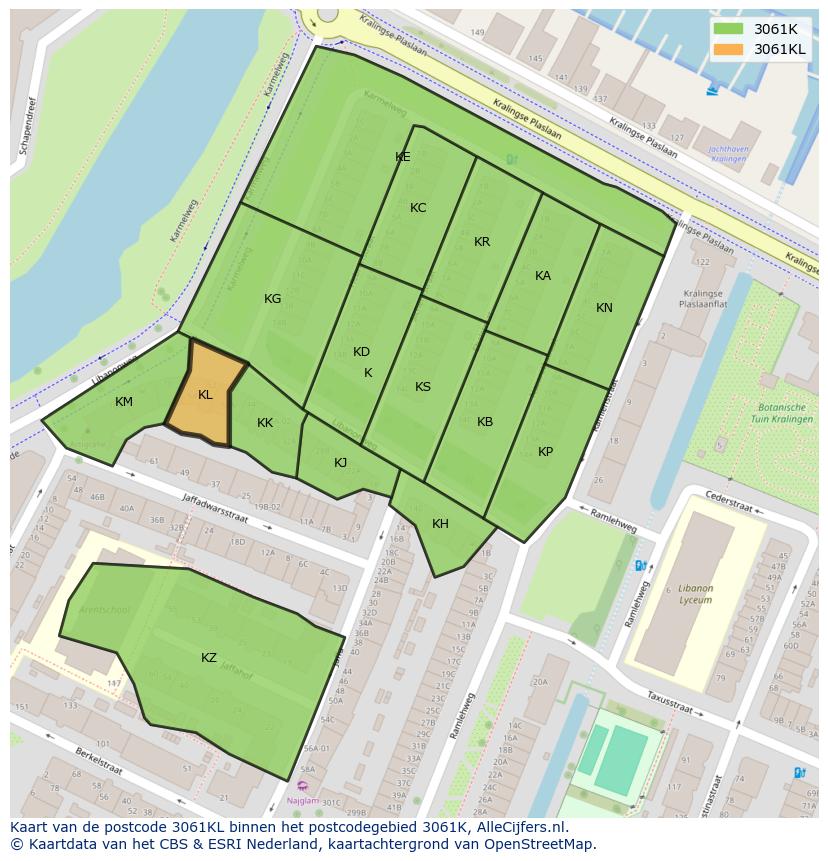 Afbeelding van het postcodegebied 3061 KL op de kaart.