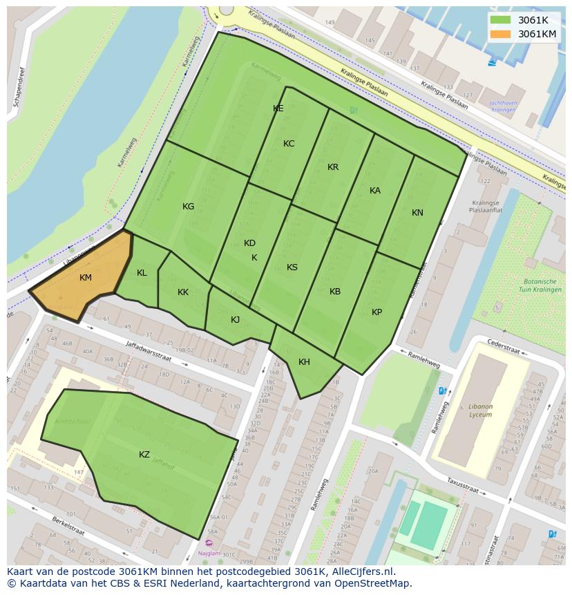 Afbeelding van het postcodegebied 3061 KM op de kaart.