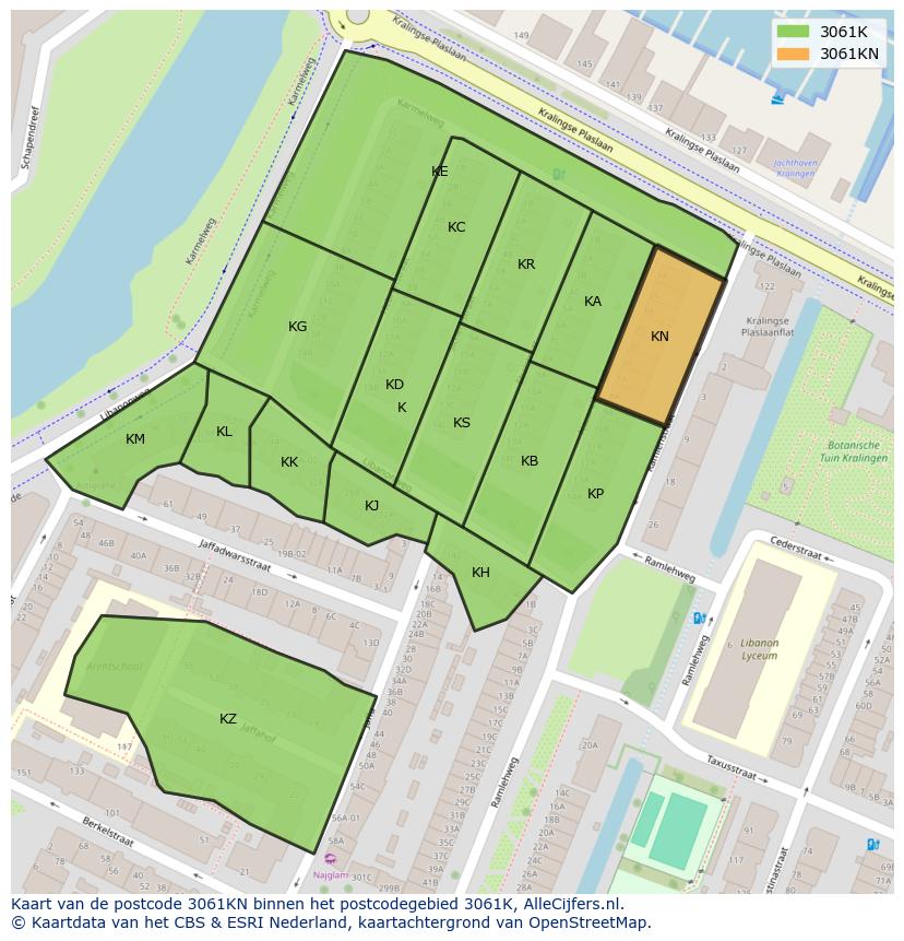 Afbeelding van het postcodegebied 3061 KN op de kaart.