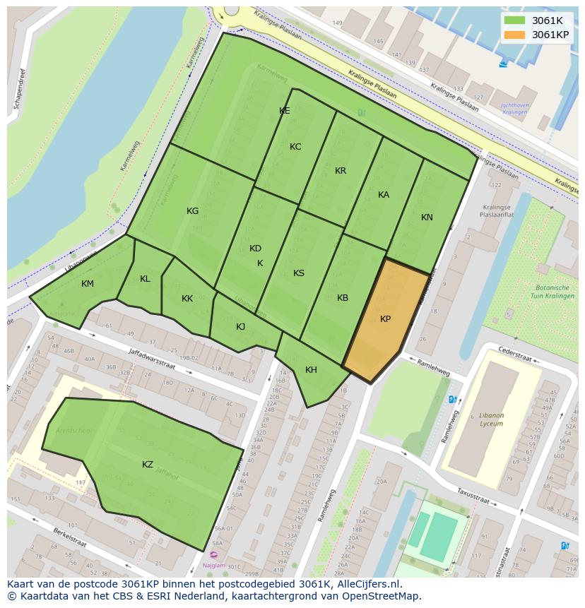 Afbeelding van het postcodegebied 3061 KP op de kaart.