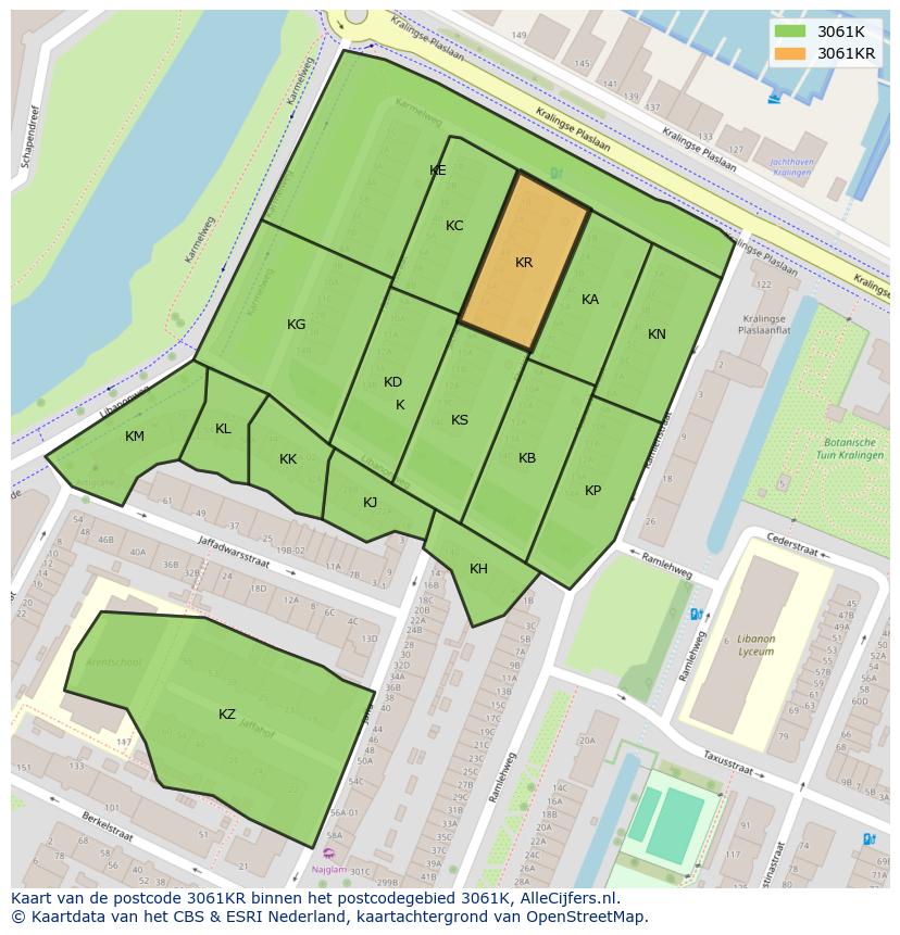 Afbeelding van het postcodegebied 3061 KR op de kaart.