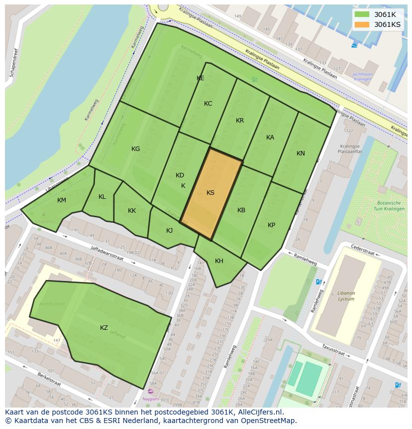 Afbeelding van het postcodegebied 3061 KS op de kaart.