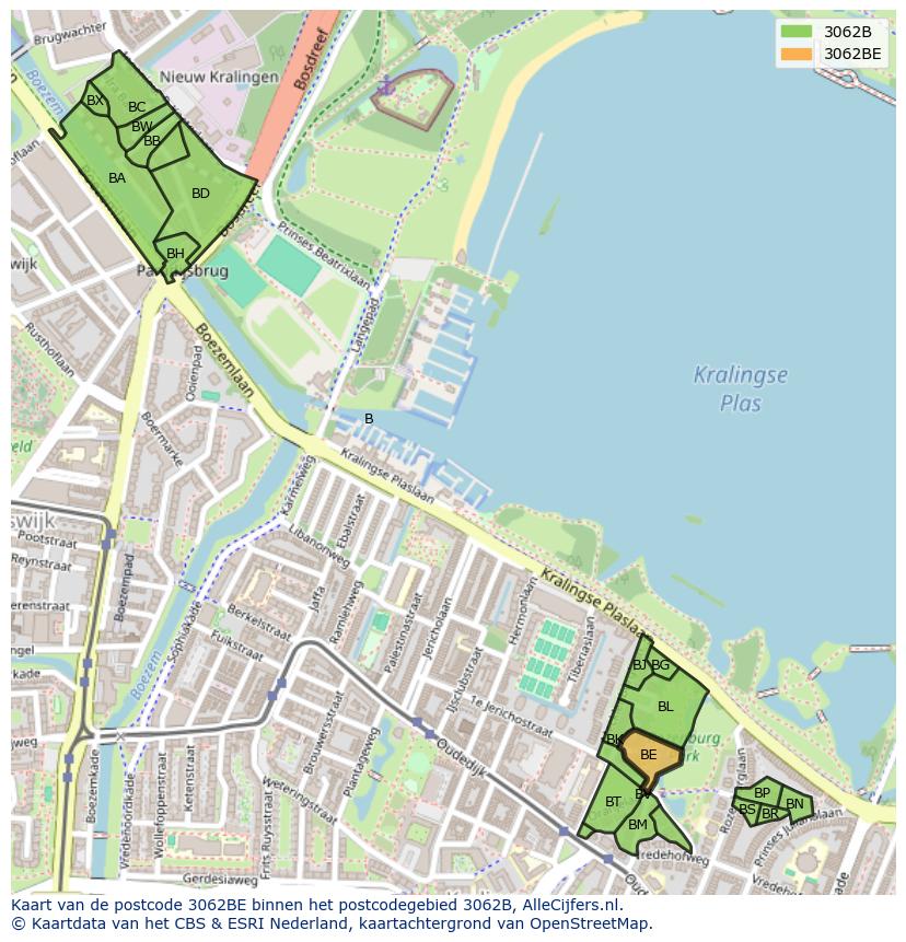 Afbeelding van het postcodegebied 3062 BE op de kaart.