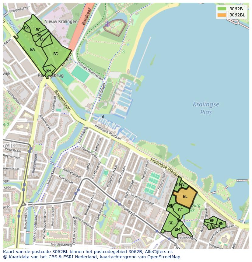 Afbeelding van het postcodegebied 3062 BL op de kaart.