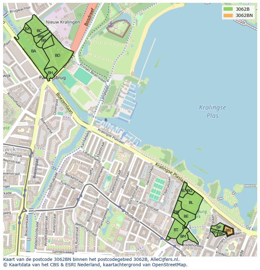 Afbeelding van het postcodegebied 3062 BN op de kaart.