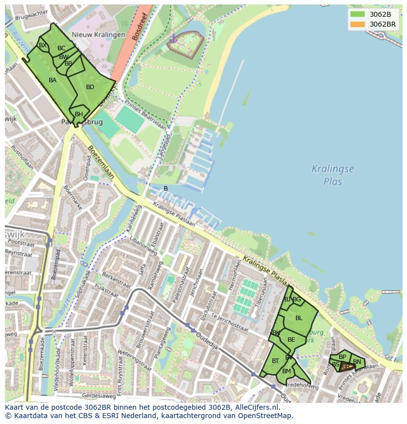 Afbeelding van het postcodegebied 3062 BR op de kaart.