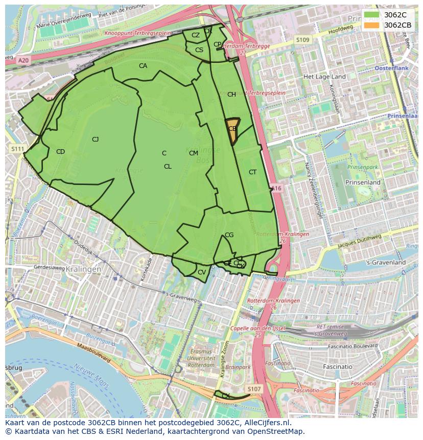 Afbeelding van het postcodegebied 3062 CB op de kaart.