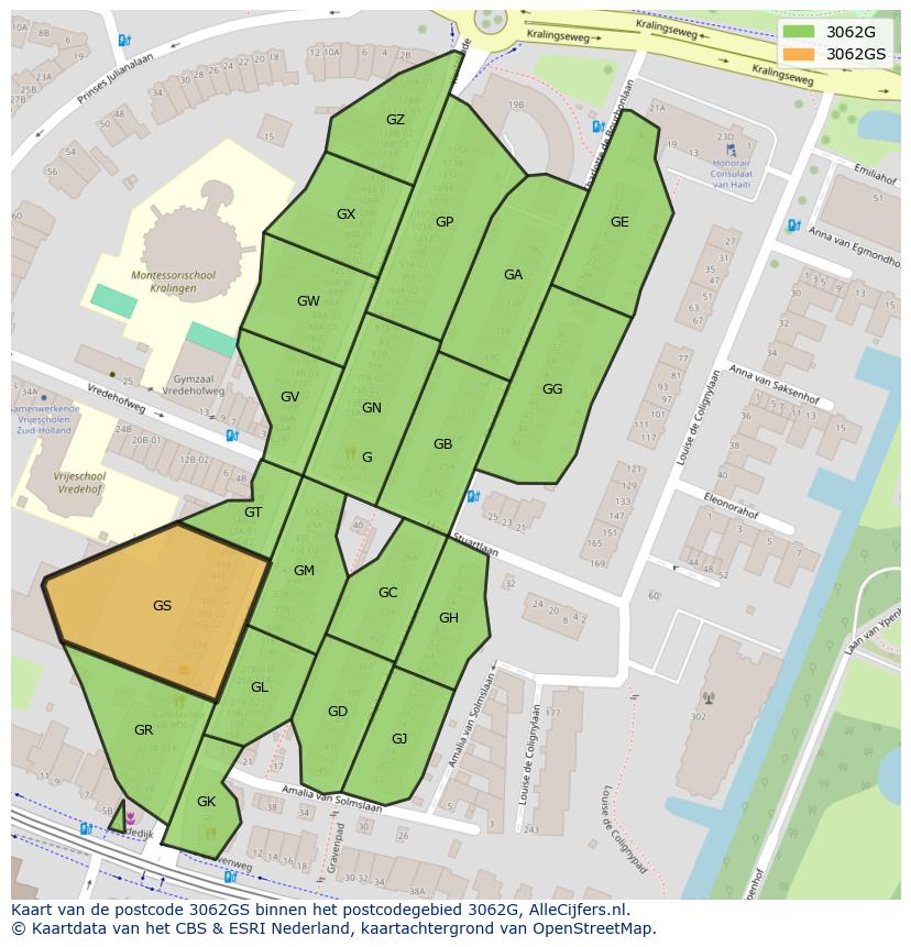 Afbeelding van het postcodegebied 3062 GS op de kaart.