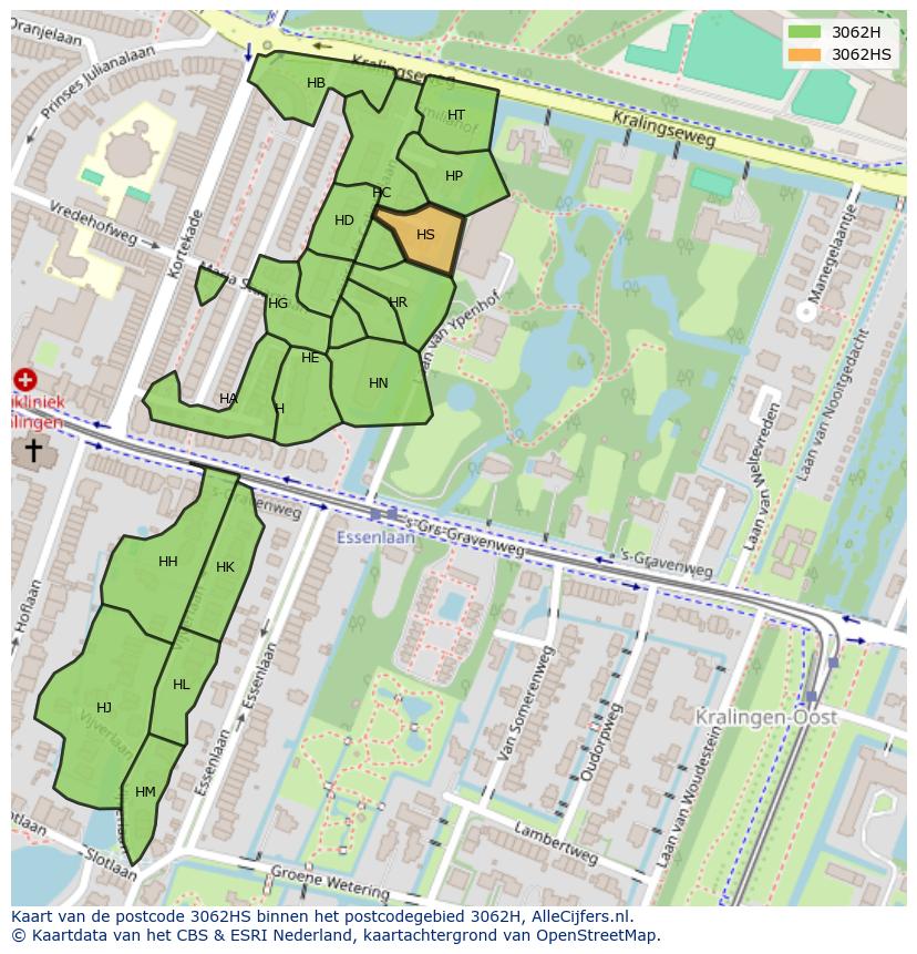 Afbeelding van het postcodegebied 3062 HS op de kaart.