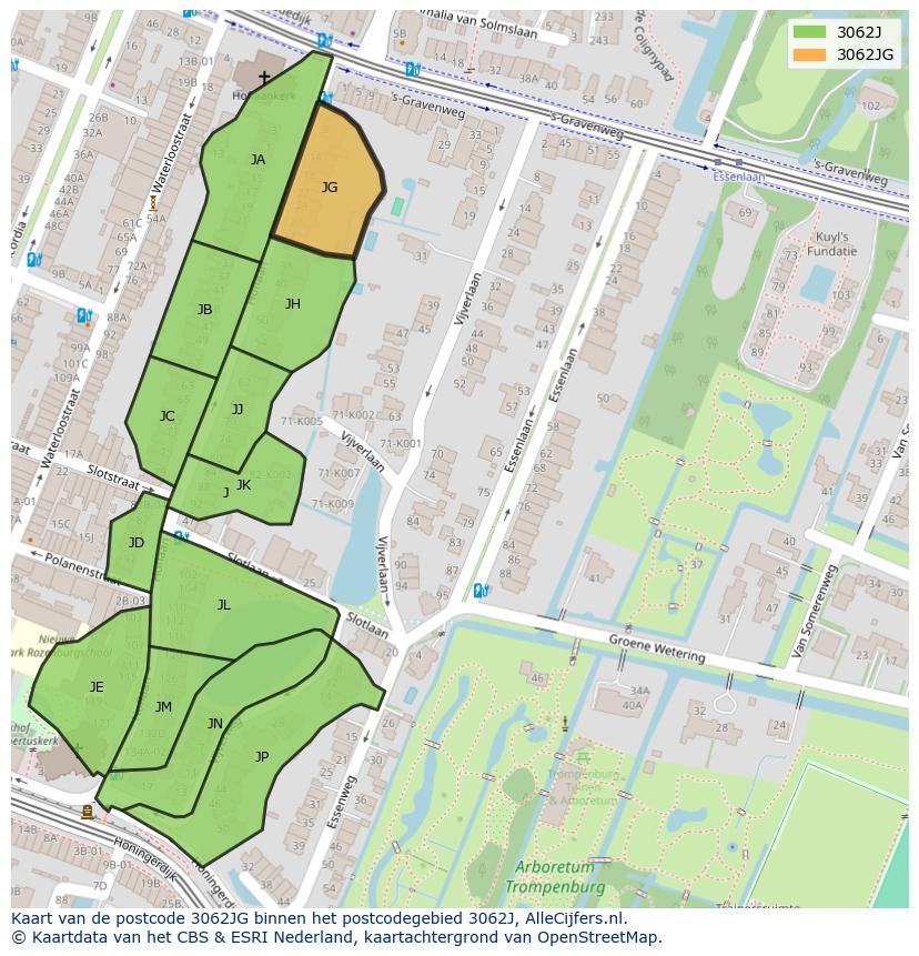 Afbeelding van het postcodegebied 3062 JG op de kaart.