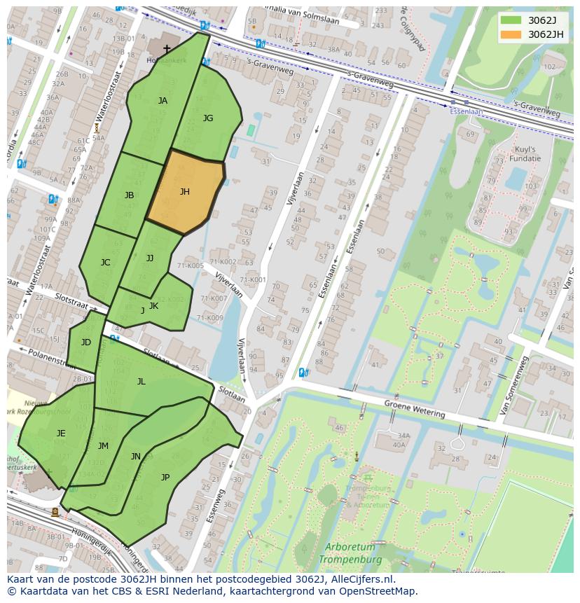 Afbeelding van het postcodegebied 3062 JH op de kaart.