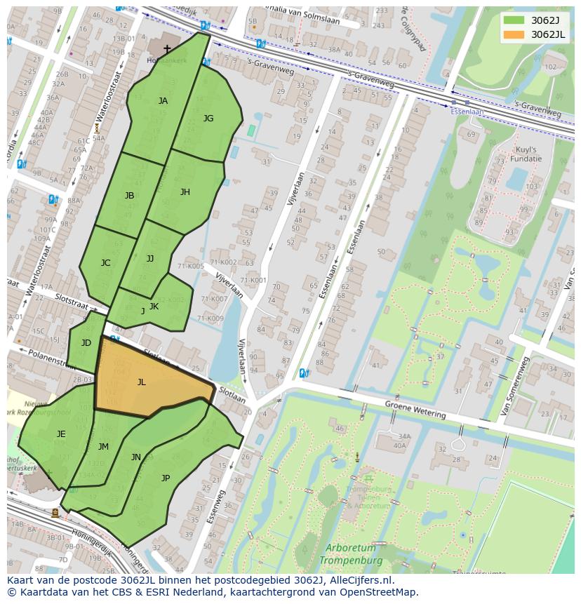 Afbeelding van het postcodegebied 3062 JL op de kaart.