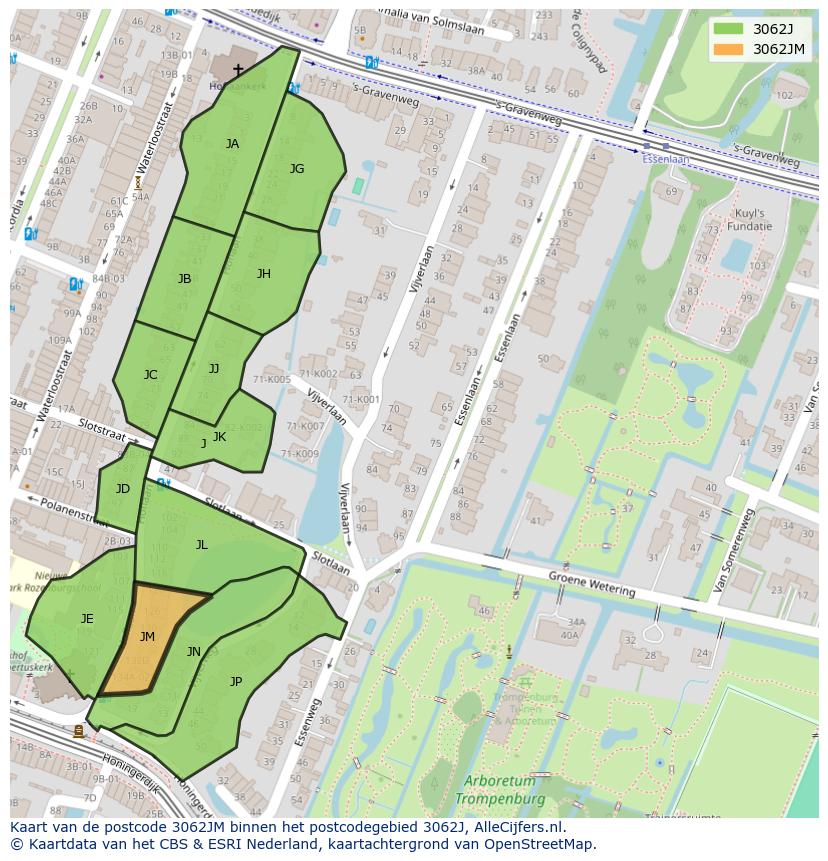 Afbeelding van het postcodegebied 3062 JM op de kaart.