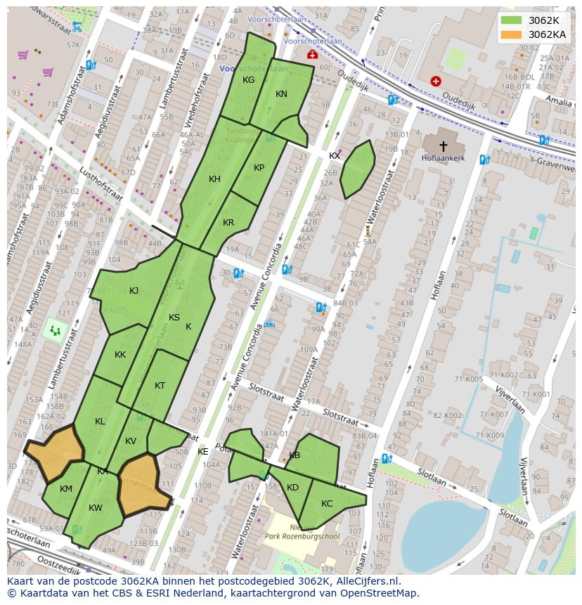 Afbeelding van het postcodegebied 3062 KA op de kaart.
