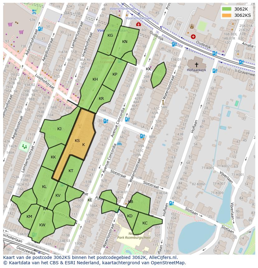 Afbeelding van het postcodegebied 3062 KS op de kaart.