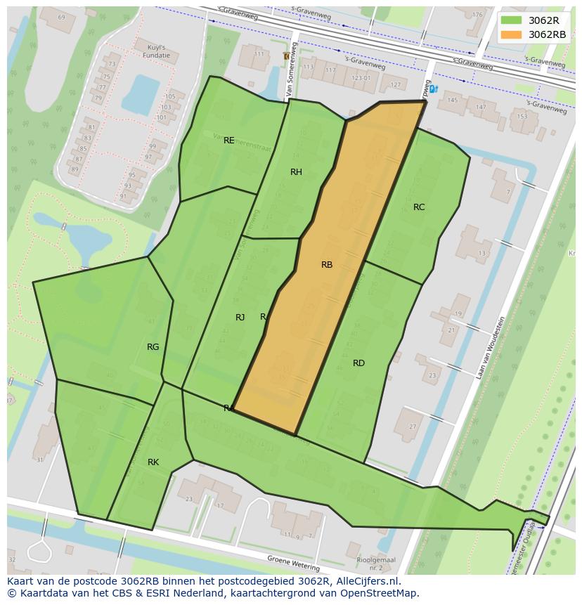 Afbeelding van het postcodegebied 3062 RB op de kaart.
