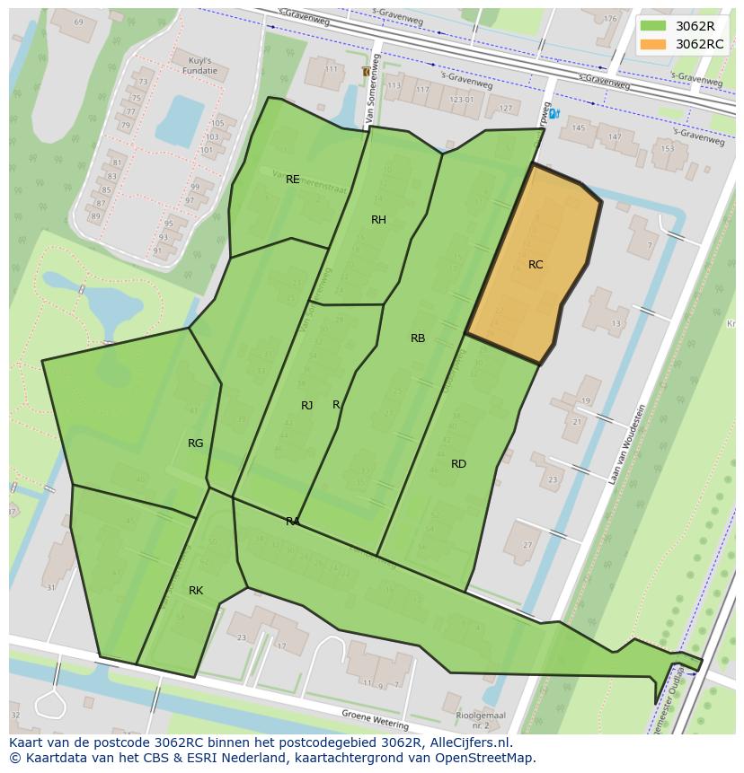 Afbeelding van het postcodegebied 3062 RC op de kaart.