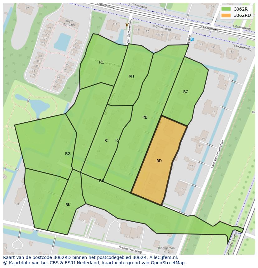 Afbeelding van het postcodegebied 3062 RD op de kaart.