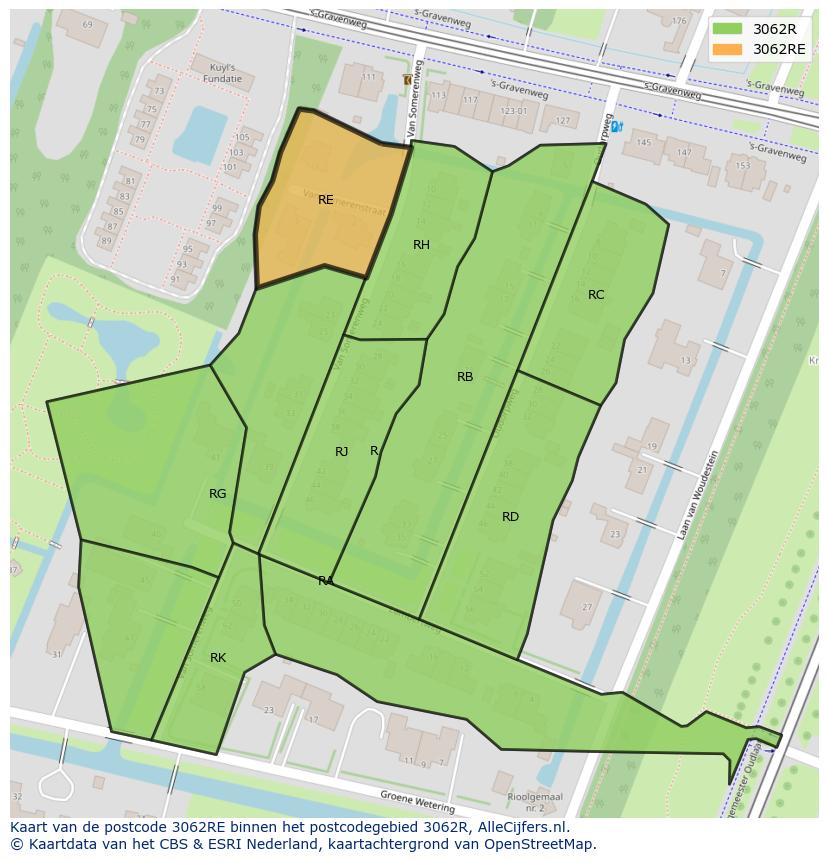 Afbeelding van het postcodegebied 3062 RE op de kaart.