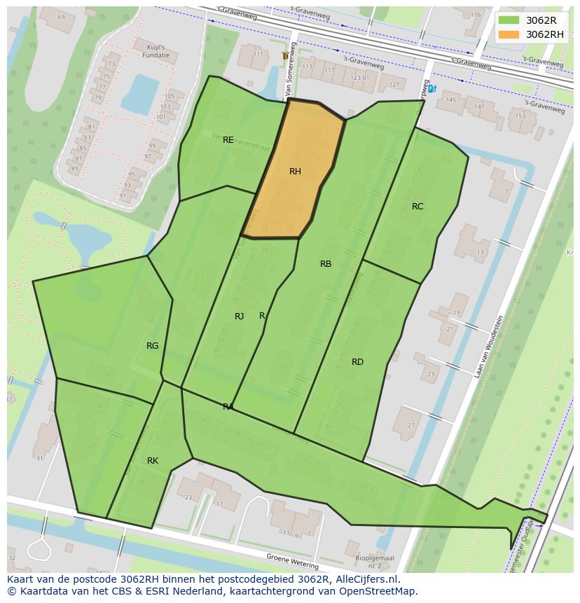 Afbeelding van het postcodegebied 3062 RH op de kaart.