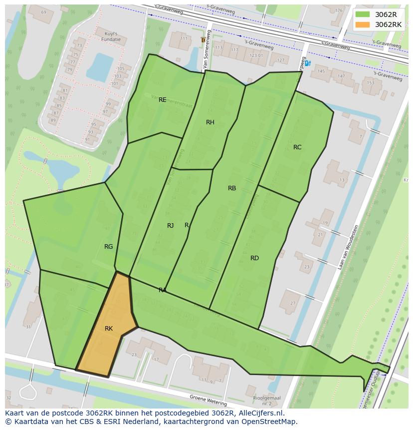 Afbeelding van het postcodegebied 3062 RK op de kaart.