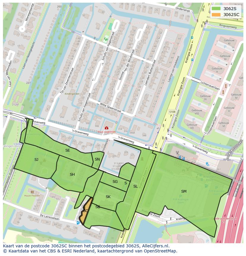 Afbeelding van het postcodegebied 3062 SC op de kaart.