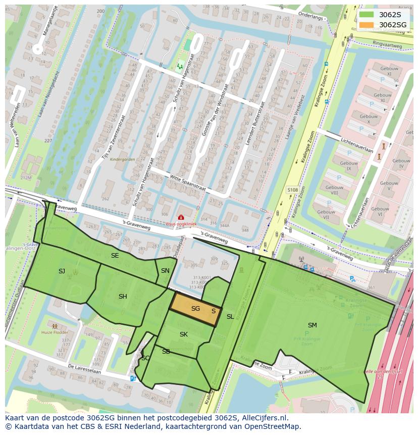 Afbeelding van het postcodegebied 3062 SG op de kaart.