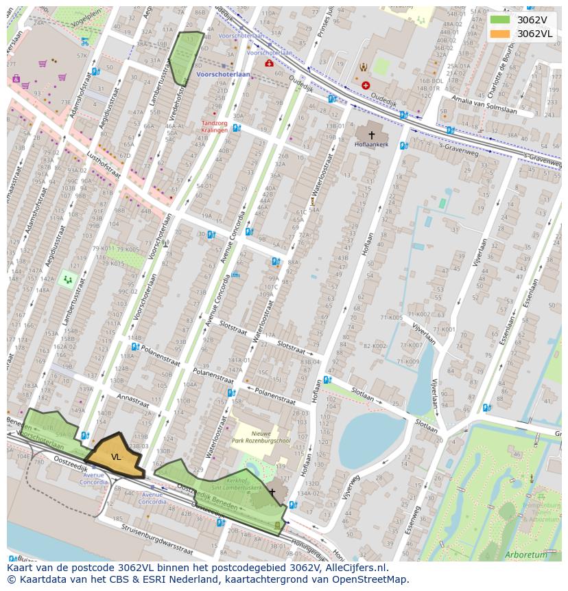 Afbeelding van het postcodegebied 3062 VL op de kaart.