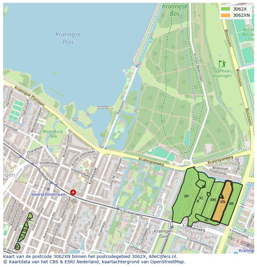 Afbeelding van het postcodegebied 3062 XN op de kaart.