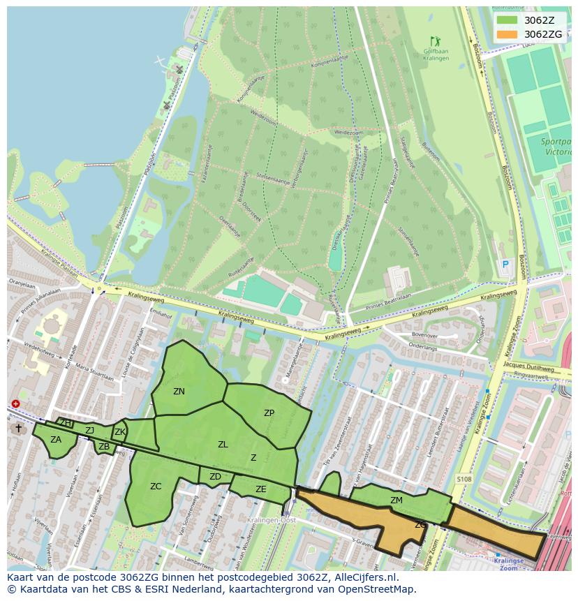 Afbeelding van het postcodegebied 3062 ZG op de kaart.