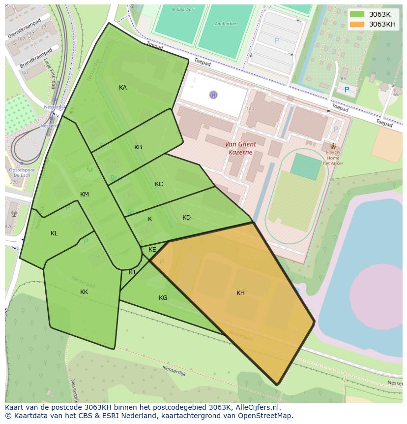 Afbeelding van het postcodegebied 3063 KH op de kaart.