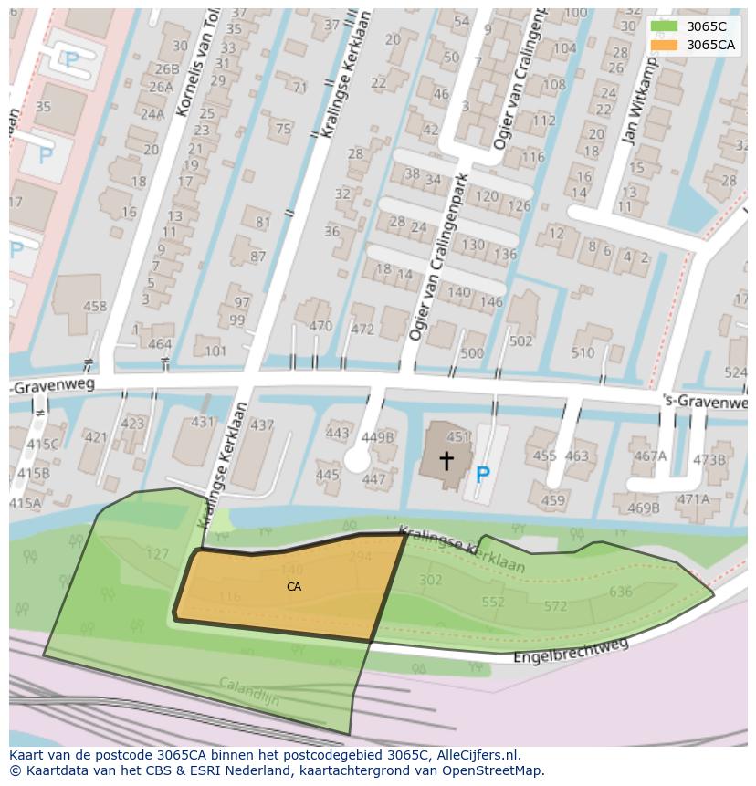 Afbeelding van het postcodegebied 3065 CA op de kaart.