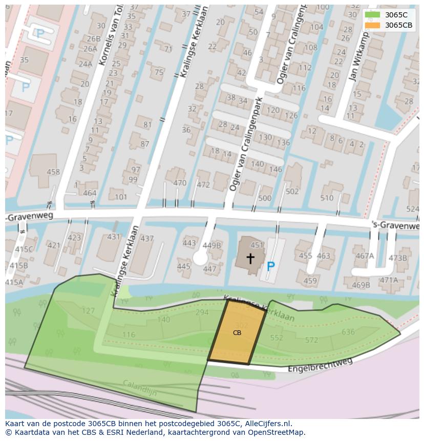 Afbeelding van het postcodegebied 3065 CB op de kaart.