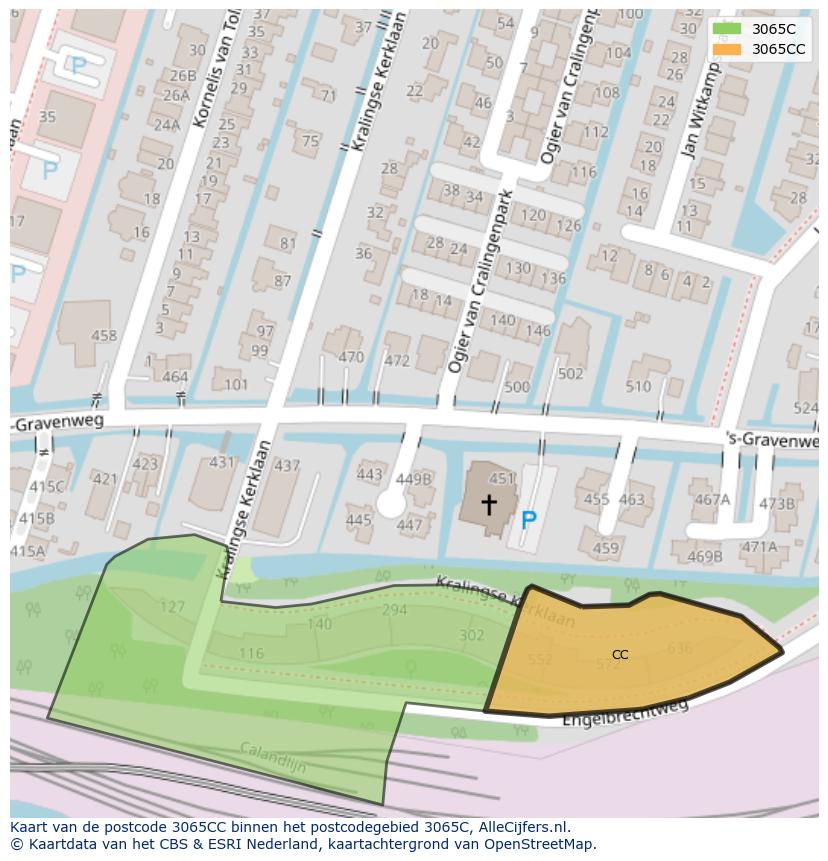 Afbeelding van het postcodegebied 3065 CC op de kaart.