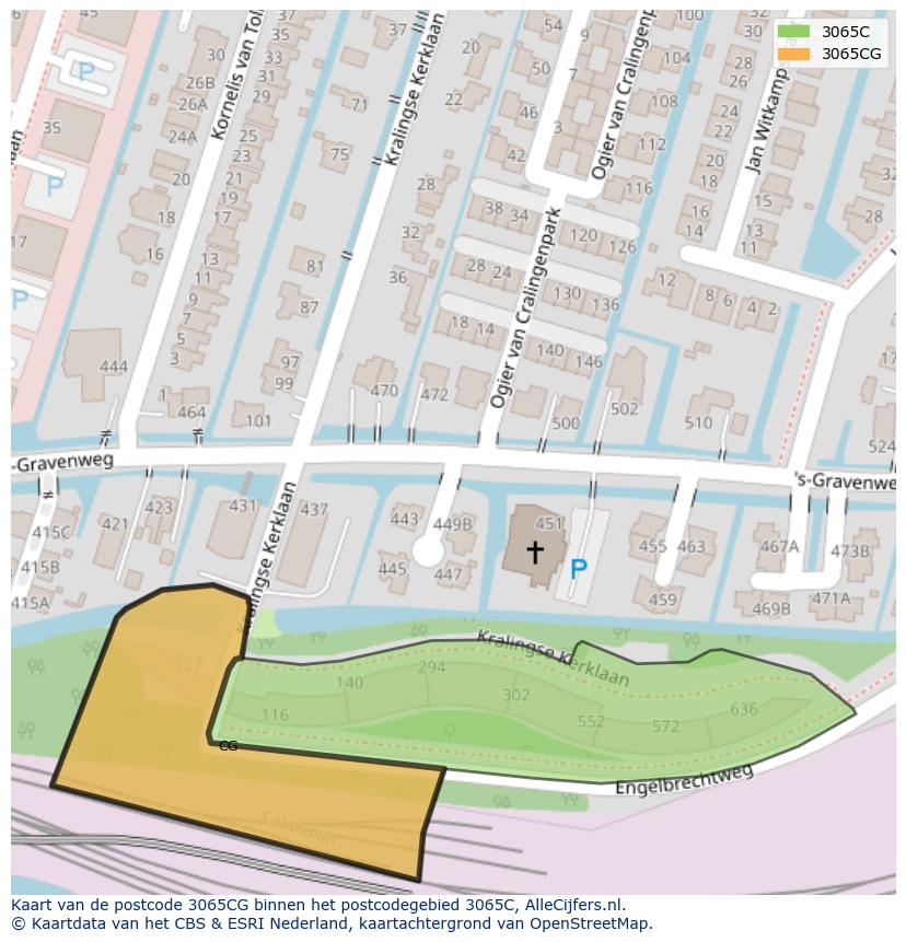 Afbeelding van het postcodegebied 3065 CG op de kaart.