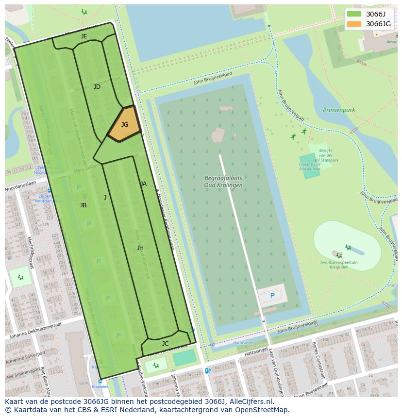 Afbeelding van het postcodegebied 3066 JG op de kaart.