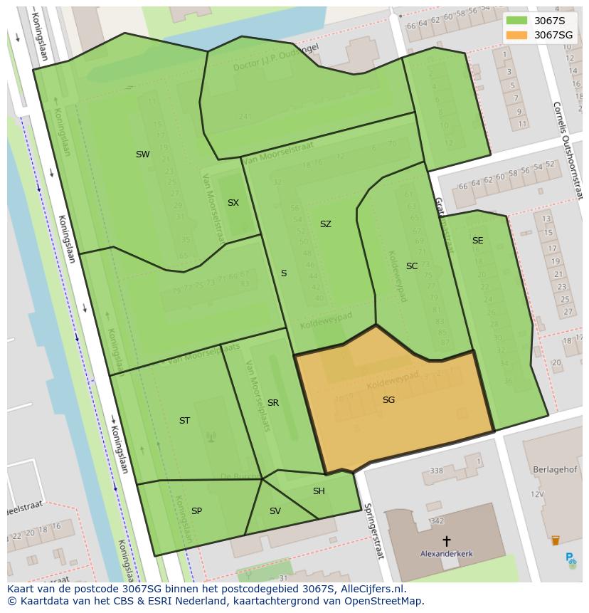 Afbeelding van het postcodegebied 3067 SG op de kaart.
