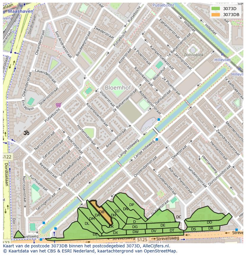 Afbeelding van het postcodegebied 3073 DB op de kaart.